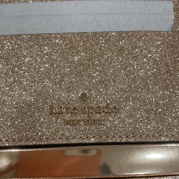 NWT Kate Spade Gold Sparkle Glitter Glimmer Boxed Small Slim Card Holder Wallet - Picture 6 of 15